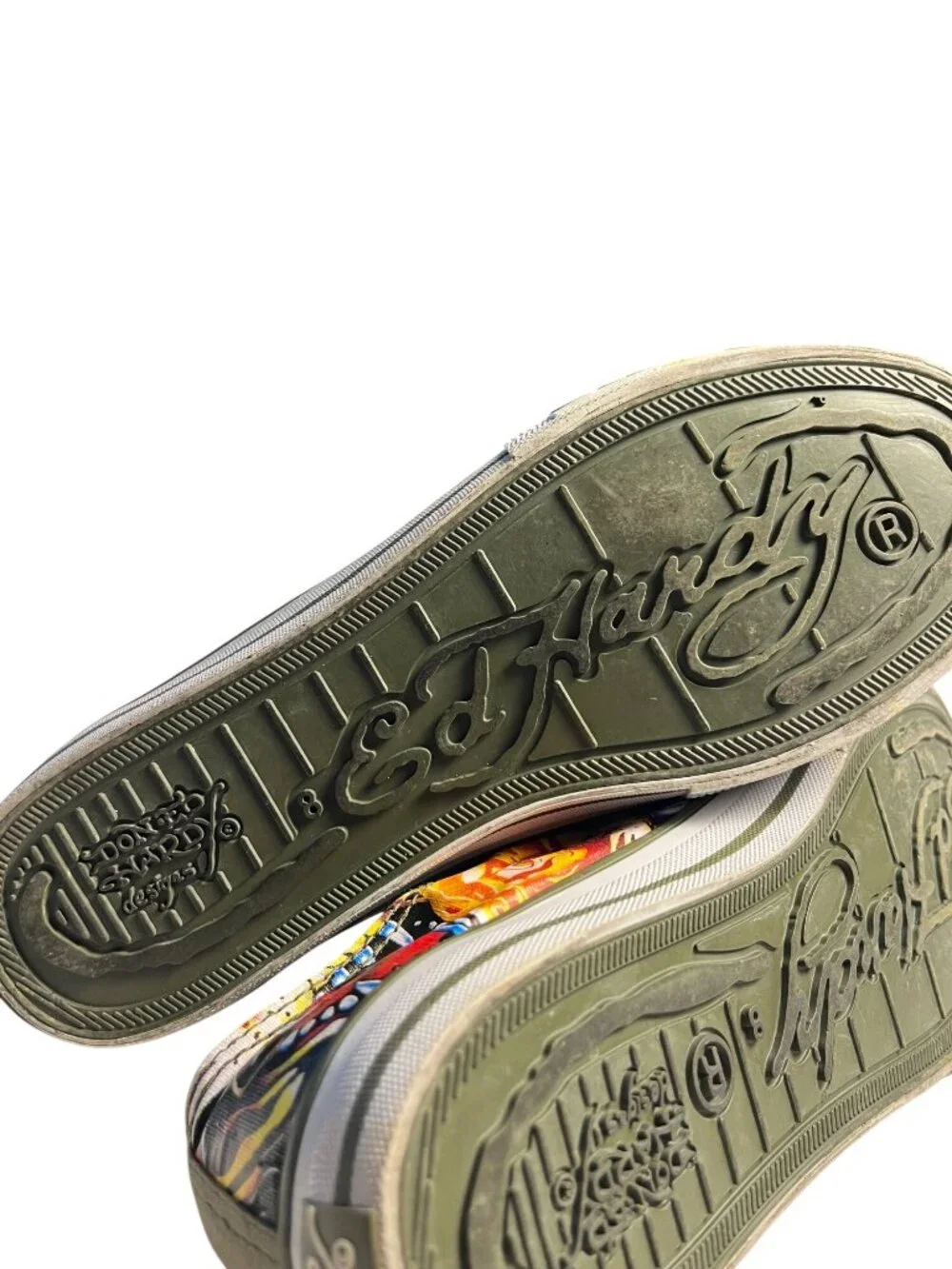 VTG Y2K Ed Hardy Tiger Tattoo Canvas Slip-On laceless Sneakers Mens 8 Womens 10